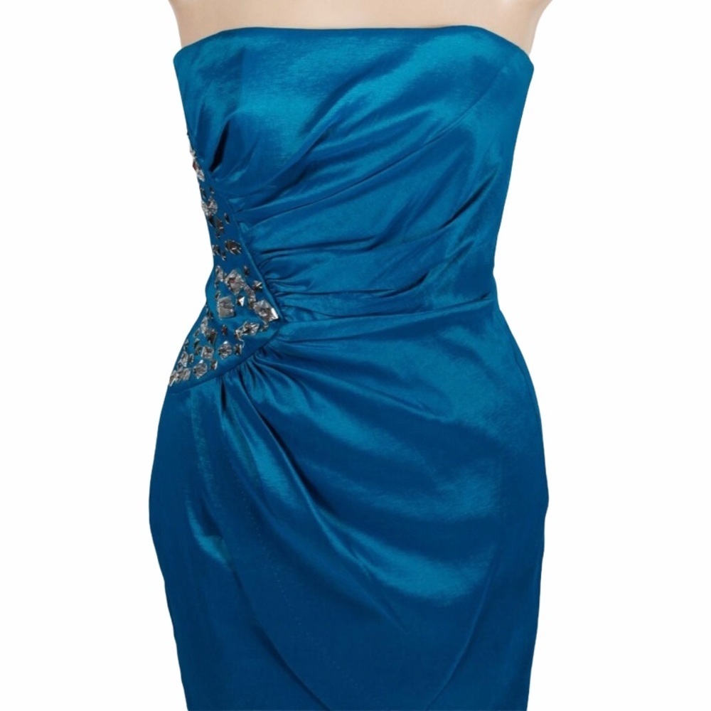 Caché Strapless Teal Cocktail Dress size Small